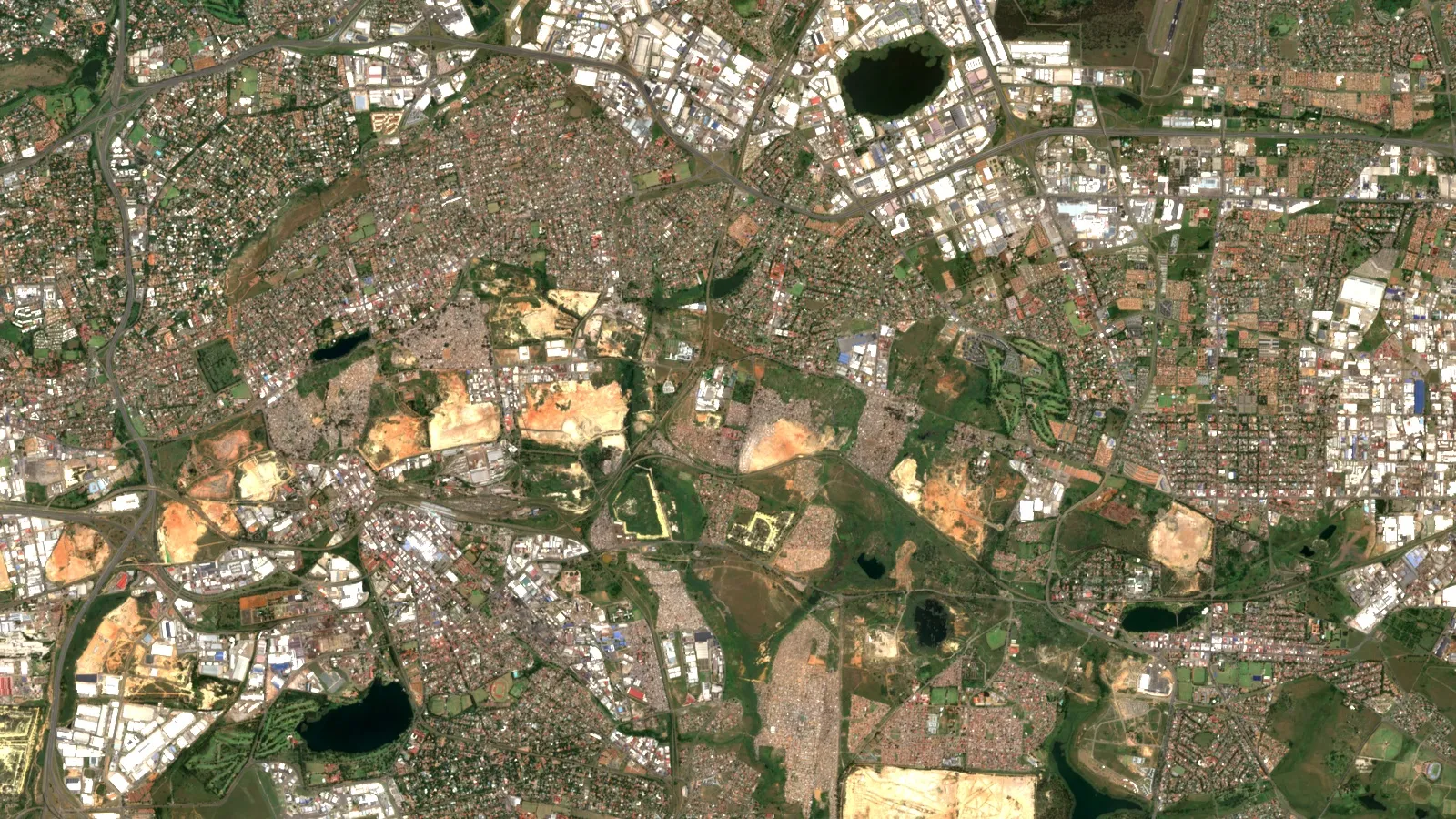 Acid Mine Drainage In South Africa: Basins, Costs, Fixes 1 Sentinel-2 Satellite View Of Central Basin, Germiston And Boksburg, Witwatersrand, South Africa