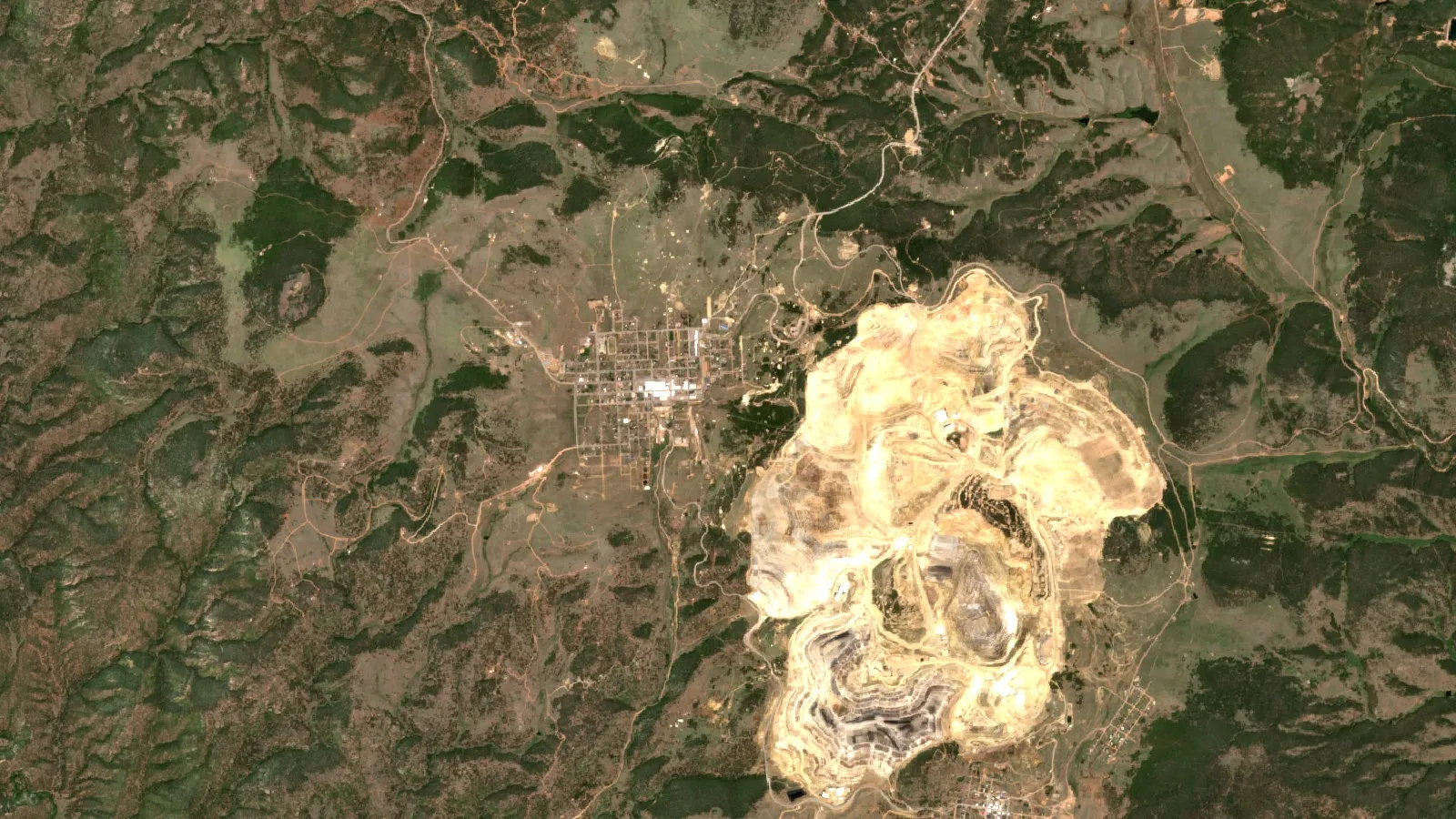 Sentinel-2 Satellite View Of Cripple Creek And Victor Gold District, Teller County, Colorado