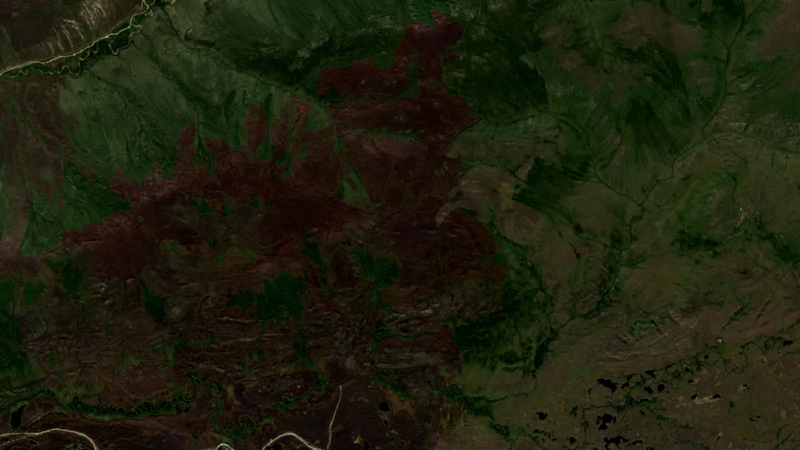 Sentinel-2 Satellite View Of Dublin Gulch, Eagle Gold Mine Area, Yukon, Canada