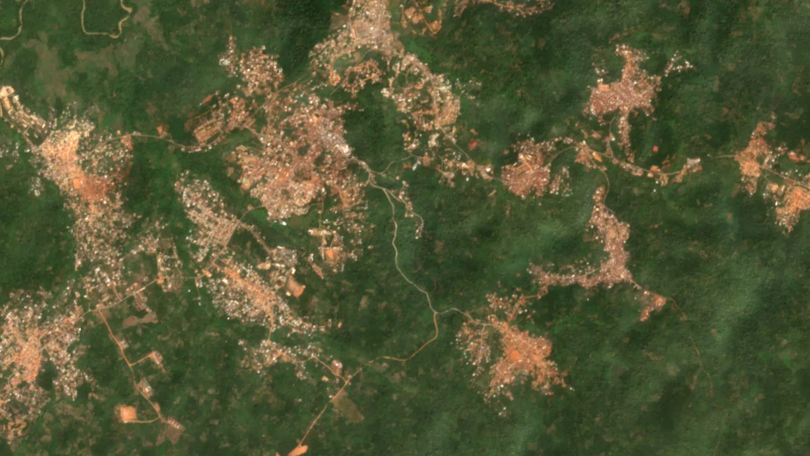 Sentinel-2 Satellite View Of Forest, Farms And Villages Near Sefwi Wiawso, Ghana