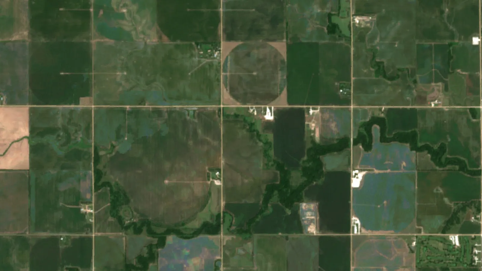 Sentinel-2 Satellite View Of Irrigated Corn And Soybean Fields In York County, Nebraska, Usa