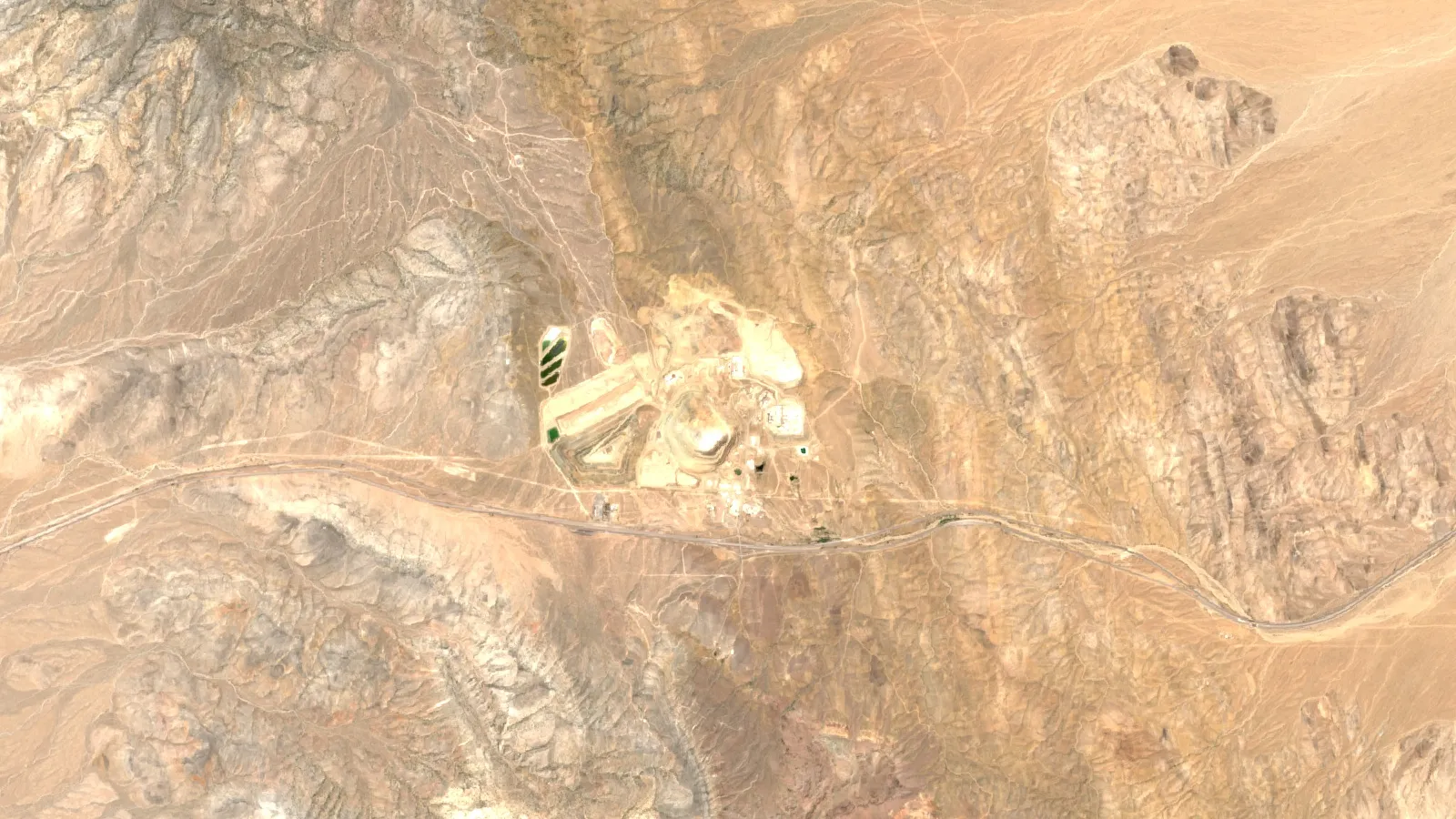 Sentinel-2 Satellite View Of Mountain Pass Rare Earth District, San Bernardino County, California