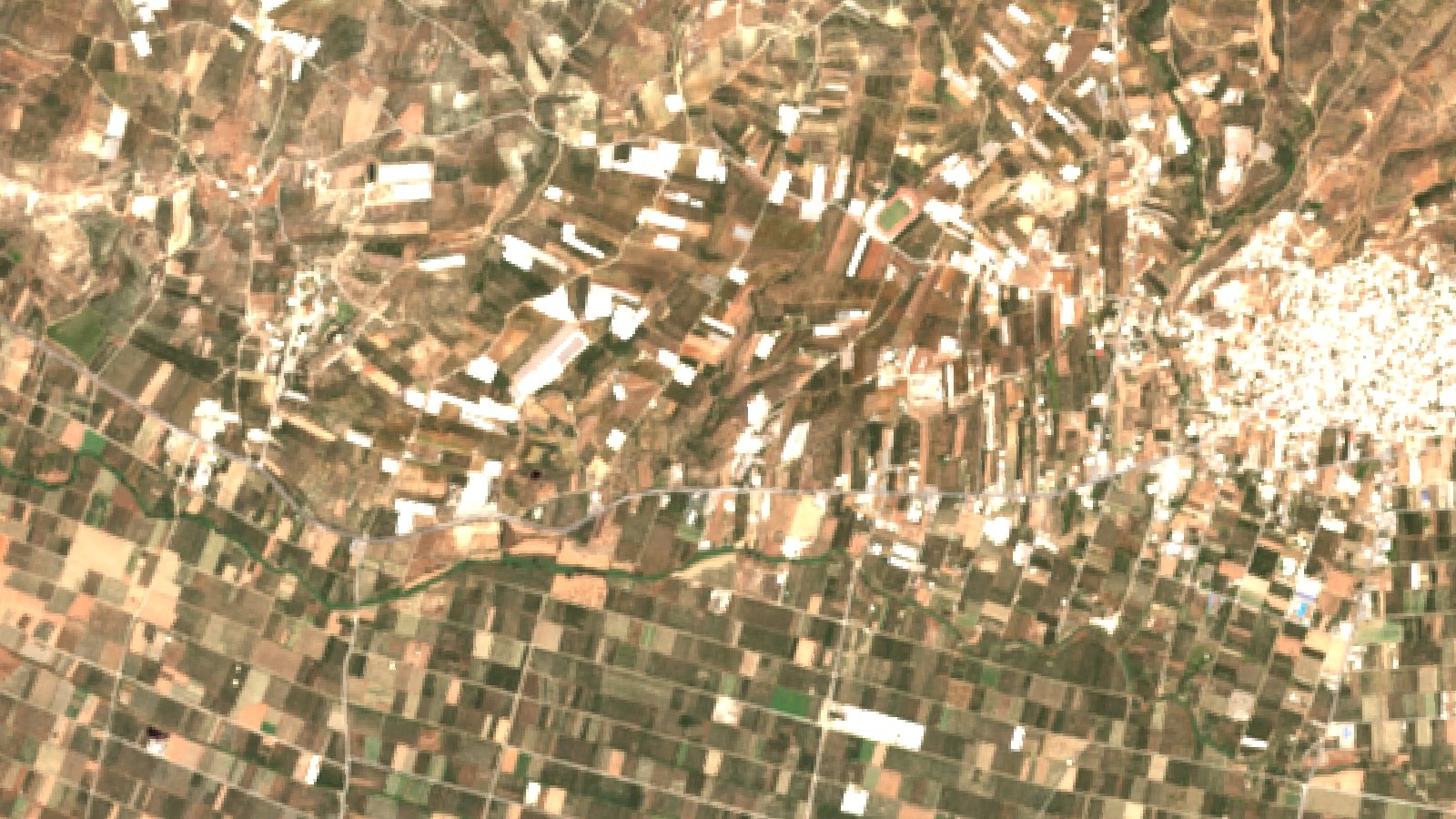 Sentinel-2 Satellite View Of Olive Groves On The Messara Plain In Southern Crete, Greece