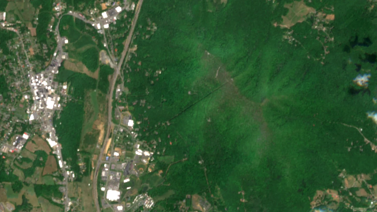 Sentinel-2 Satellite View Of Conifer Plantations And Forest In The Blue Ridge Mountains Of North Carolina